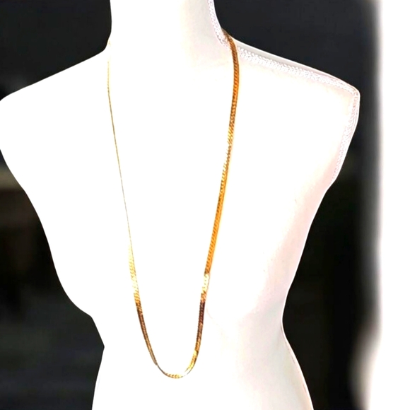 Necklace Givenchy herringbone gold plated vintage 1979 #1849 MAKE OFFER - Picture 1 of 5